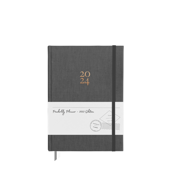 Ponderlily Weekly Planner 2024, Charcoal (Monday-start)