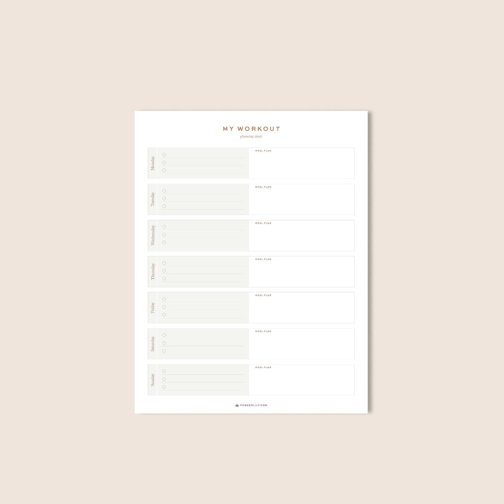 Weekly Workout Printable – Ponderlily
