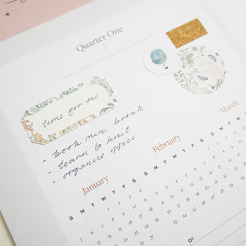 Quarterly inspiration section of Ponderlily wall calendar