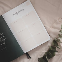 Ponderlily planner opened up to inspirational quotes & "Monthly Road Map" pages