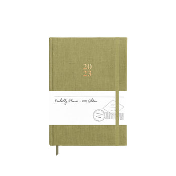 Picture of the 2023 weekly Monday-start planner in Olive cover