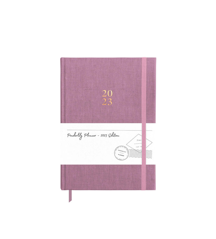 Front cover of the 2023 mauve weekly planner