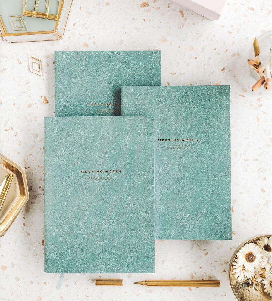 Ponderlily meeting notebook bundle with 3 ocean blue books