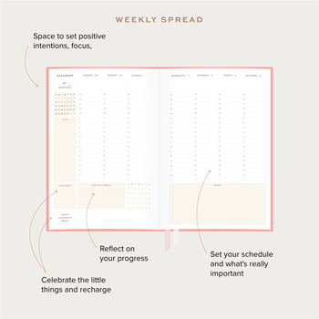Explainer picture of the weekly spread of the Ponderlily planner